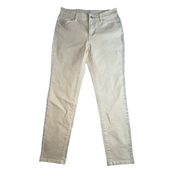 Boston Proper Beige Jeans Sequins Women’s Size 6 - Picture 1 of 8